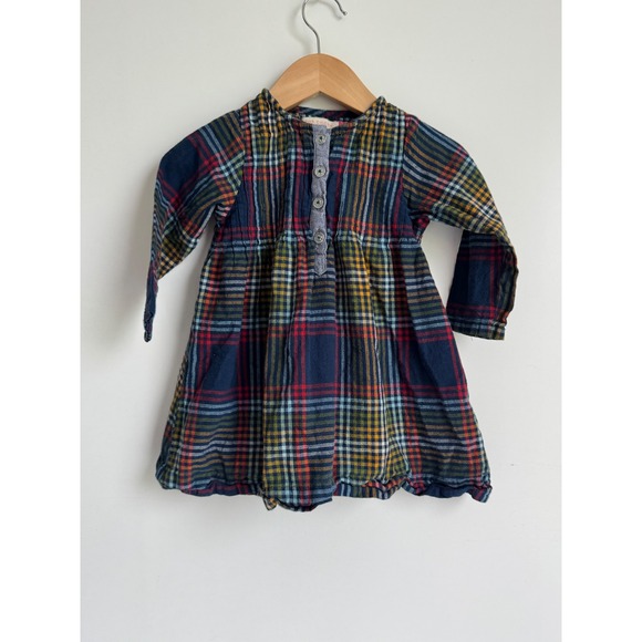 Pink Chicken New York Other - Pink Chicken NY Plaid Cotton Bubble Hem Dress Navy Multi Boho 12-18M